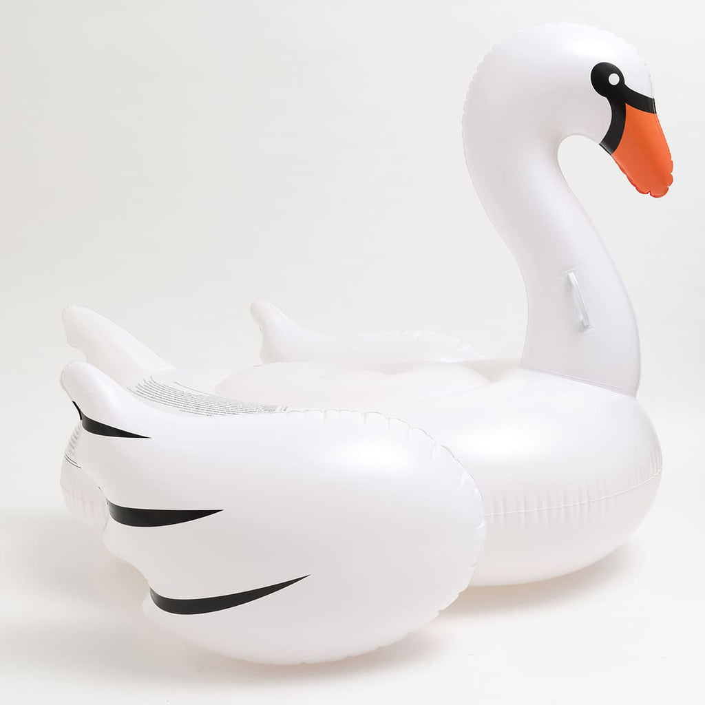 White Swans Inflatables Sunny Life White Color Inflatable Luxe Ride-On Float Swan – Popup Kids