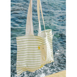 Kids Canvas Beach Bag Duck Sage Stripe