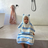 Kids Character Hooded Towel Sid the Seagull Blue Stripe