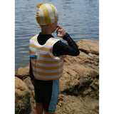 Kids Swimming Cap Finn the Fish Mustard Stripe