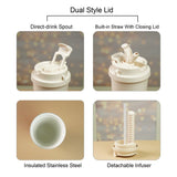 Rose Gold Ted Stainless Steel premium Insulated Detox Infuser Bottle with Tea and Fruit Infuser attachment, 520ml