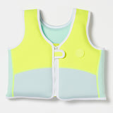 Salty the Shark Swim Vest 3-6 Aqua Neon Yellow