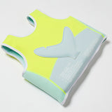 Salty the Shark Swim Vest 3-6 Aqua Neon Yellow