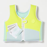 Salty the Shark Swim Vest 2-3 Aqua Neon Yellow