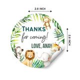 Round thank you label - Safari animals