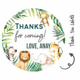 Round thank you label - Safari animals