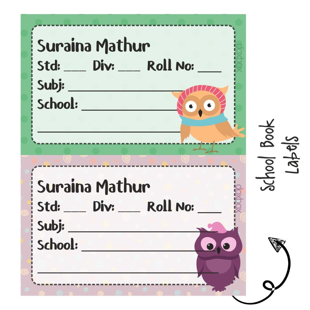 School Book Label - Sweet owl