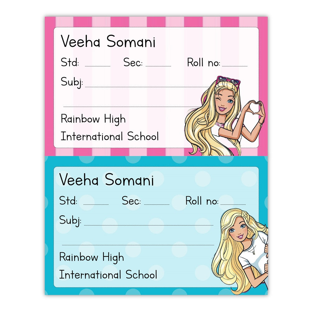 Barbie Notebook Label Racket School Book Labels - Barbie – Popup Kids