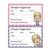 School Book Labels - Cute Denim Girl