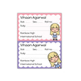 School Book Labels - Cute Denim Girl