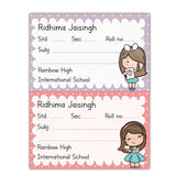 School Book Labels - Cute Letter Girl