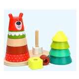 Wooden Sorting Stacking Rings Building Puzzles Double Shapes Toys