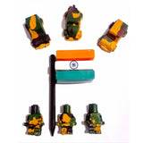 Indian Military Men & Vehicle Shaped Crayons – Pack of 9, Ages 3+