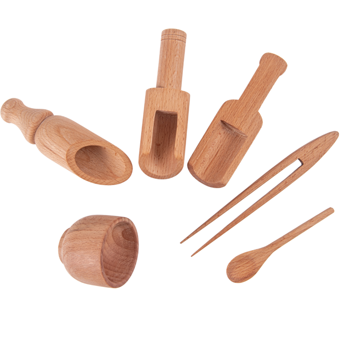 Sensory Wooden Toy Set with Montessori Tray (Beech Wood) shown from a different angle