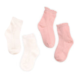 Pink & White Pom Pom Socks Pack Of 2