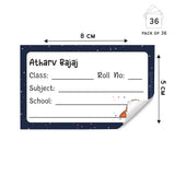School Book Label -Space Rocket