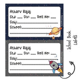 School Book Label -Space Rocket