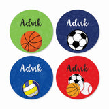 Round waterproof name labels - Sports Star