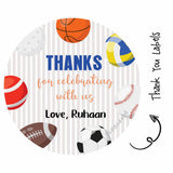 Round thank you label - Sports