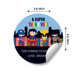 Round thank you label - Superhero