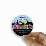 Round thank you label - Superhero