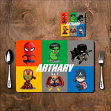 Mat Coaster Set - Superhero Block