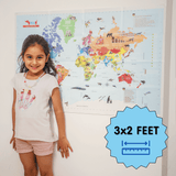 Kids World Map for Kids - Wall Poster for Room Decor