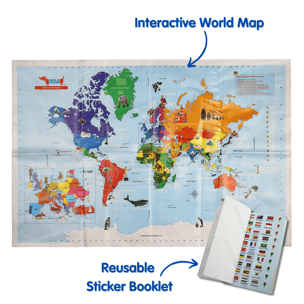 Illustrated World Map Poster for Kids: Fun, Learning & Adventure - Shop ...
