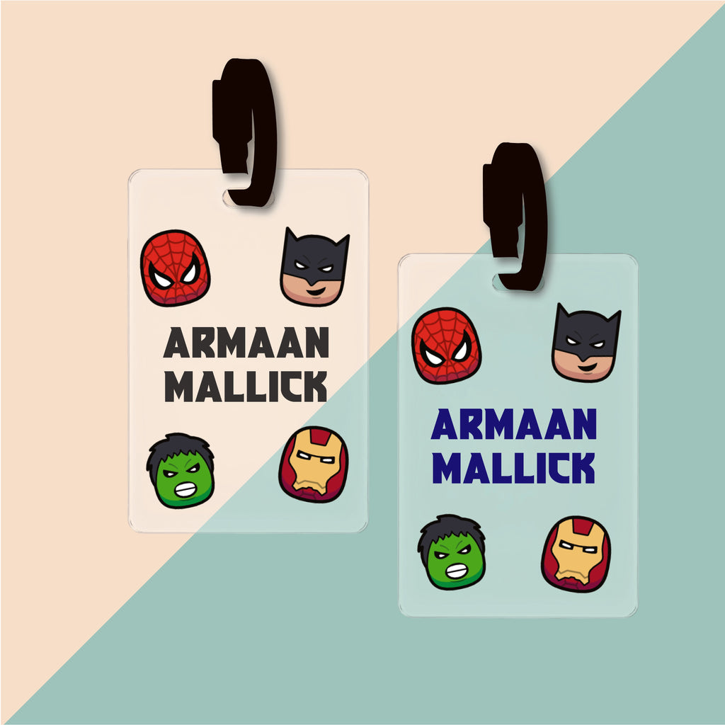 Bag Tag (Transparent) - Superhero Faces