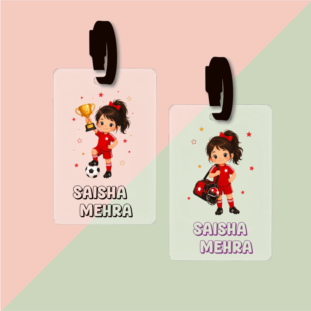 Bag Tag (Transparent) - Football Girl