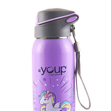 Youp Stainless Steel Mauve Color Unicorn Kids Sipper Bottle Gypsy - 500 ml