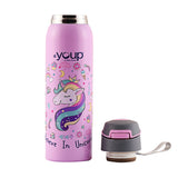 Youp Stainless Steel Pink Color Unicorn Kids Sipper Bottle Gypsy - 500 ml