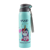 Youp Stainless Steel Sea Green Color Unicorn Kids Sipper Bottle Gypsy - 500 ml