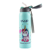 Youp Stainless Steel Sea Green Color Unicorn Kids Sipper Bottle Gypsy - 500 ml