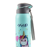 Youp Stainless Steel Sea Green Color Unicorn Kids Sipper Bottle Gypsy - 500 ml