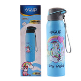 Youp Stainless Steel Sky Blue Color Unicorn Kids Sipper Bottle Gypsy - 500 ml
