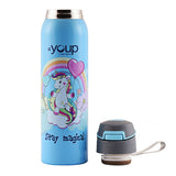 Youp Stainless Steel Sky Blue Color Unicorn Kids Sipper Bottle Gypsy - 500 ml