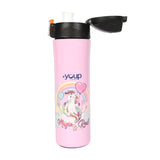 Youp Stainless Steel Pink Color Kids Insulated Unicorn Sipper Bottle Rolex - 500 ml