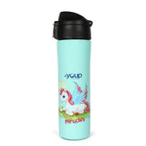 Youp Stainless Steel Green Color Kids Insulated Unicorn Sipper Bottle Rolex - 500 ml