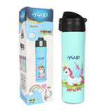 Youp Stainless Steel Green Color Kids Insulated Unicorn Sipper Bottle Rolex - 500 ml