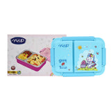 Youp Stainless Steel Blue Color Unicorn Theme Kids Bento Lunch Box With 2 Compartments Picnic - 750 ml