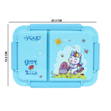 Youp Stainless Steel Blue Color Unicorn Theme Kids Bento Lunch Box With 2 Compartments Picnic - 750 ml