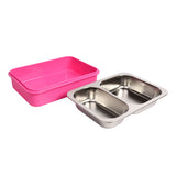 Youp Stainless Steel Pink Color Unicorn Theme Kids Bento Lunch Box With 2 Compartments Picnic - 750 ml