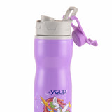 Youp Stainless Steel Purple Color Unicorn Kids Water Bottle - 750 ml