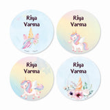 Round waterproof name labels - Unicorn Magic