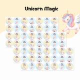 Round waterproof name labels - Unicorn Magic