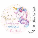 Round thank you label - Unicorn