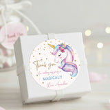 Round thank you label - Unicorn