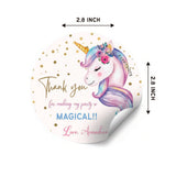 Round thank you label - Unicorn