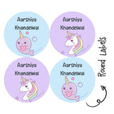 Round water proof label - Unicorn fun